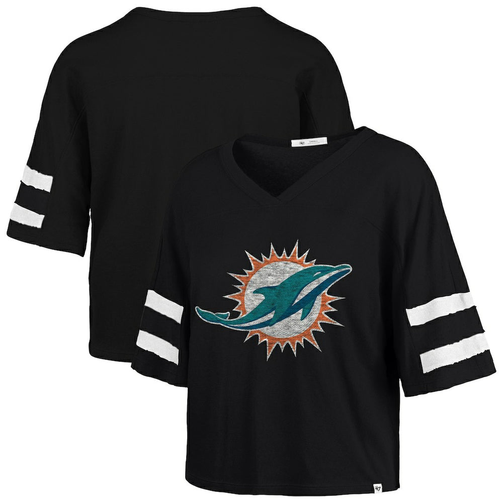 Miami Dolphins '47 Women's Premier Scout Cropped V-Neck T-Shirt - Black discount