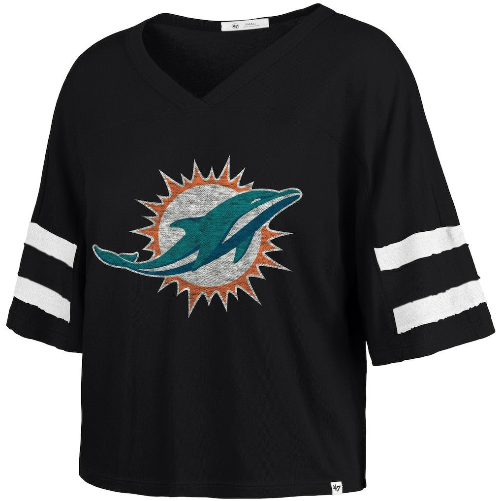 Miami Dolphins '47 Women's Premier Scout Cropped V-Neck T-Shirt - Black discount