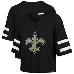 New Orleans Saints '47 Women's Premier Scout Cropped V-Neck T-Shirt - Black cheap