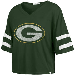 Green Bay Packers '47 Women's Premier Scout Cropped V-Neck T-Shirt - Green on sale