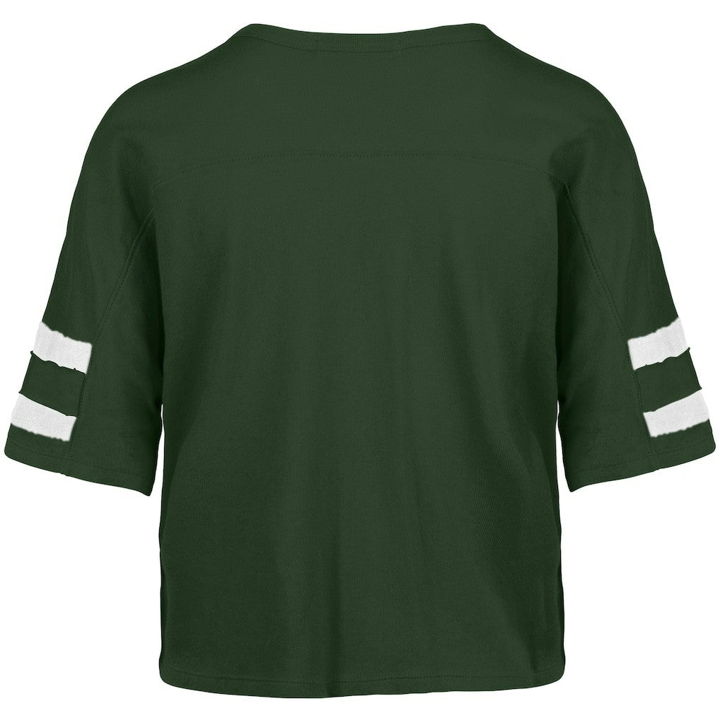 Green Bay Packers '47 Women's Premier Scout Cropped V-Neck T-Shirt - Green on sale