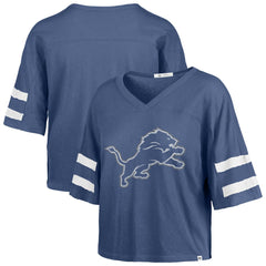 Detroit Lions '47 Women's Premier Scout Cropped V-Neck T-Shirt - Blue discount