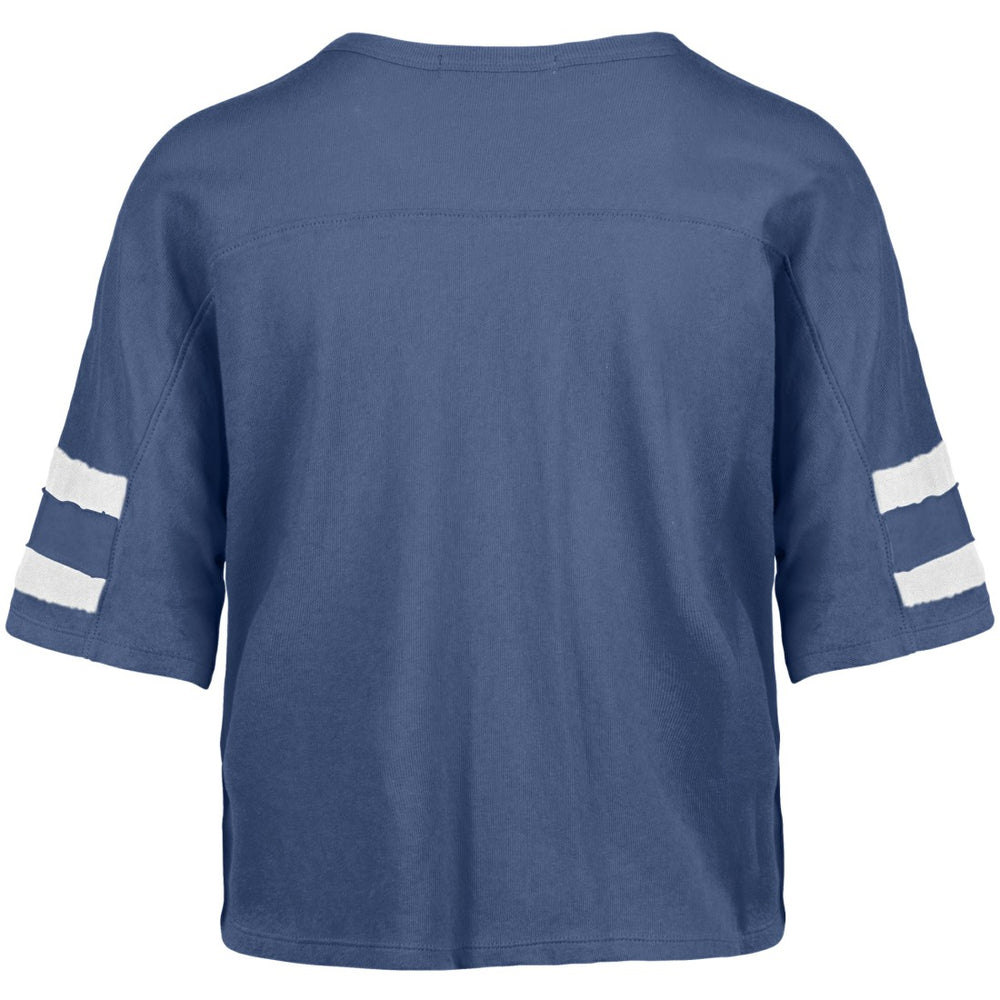 Detroit Lions '47 Women's Premier Scout Cropped V-Neck T-Shirt - Blue discount