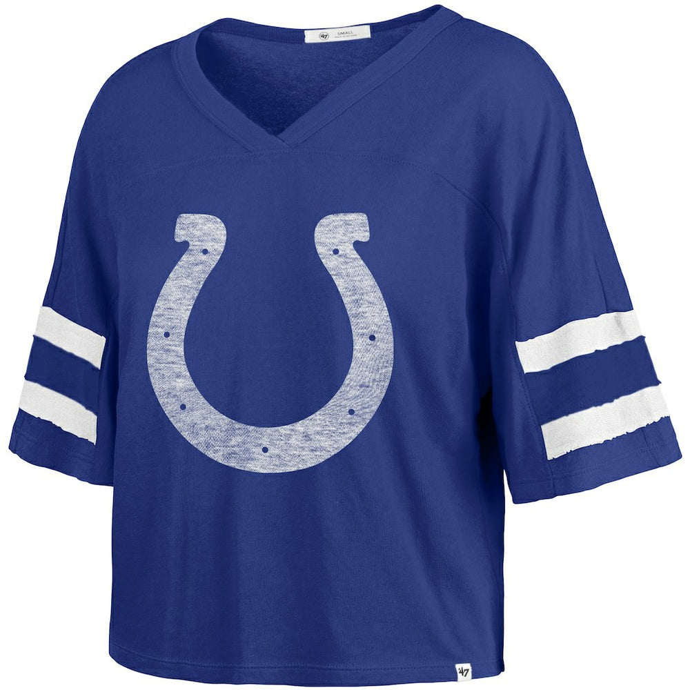 Indianapolis Colts '47 Women's Premier Scout Cropped V-Neck T-Shirt - Royal outlet