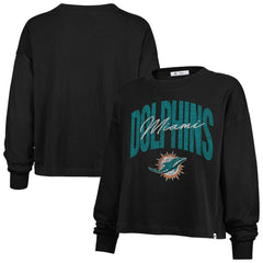 Miami Dolphins '47 Women's Muse Sydney Long Sleeve Cropped T-Shirt - Black discount