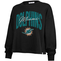 Miami Dolphins '47 Women's Muse Sydney Long Sleeve Cropped T-Shirt - Black discount