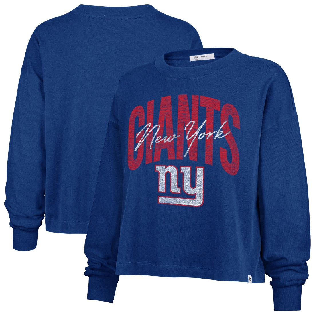 New York Giants '47 Women's Muse Sydney Long Sleeve Cropped T-Shirt - Royal on sale