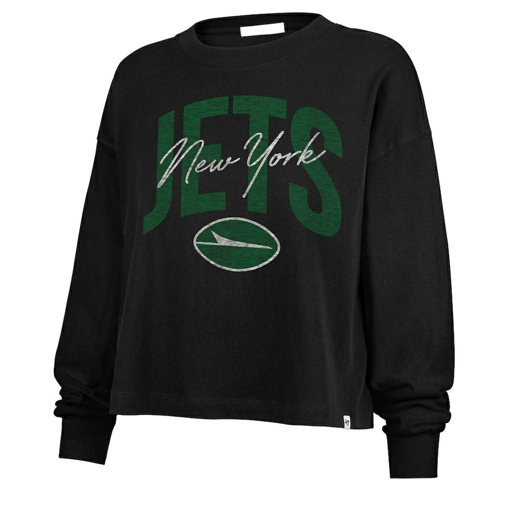 New York Jets '47 Women's Muse Sydney Long Sleeve Cropped T-Shirt - Black sale