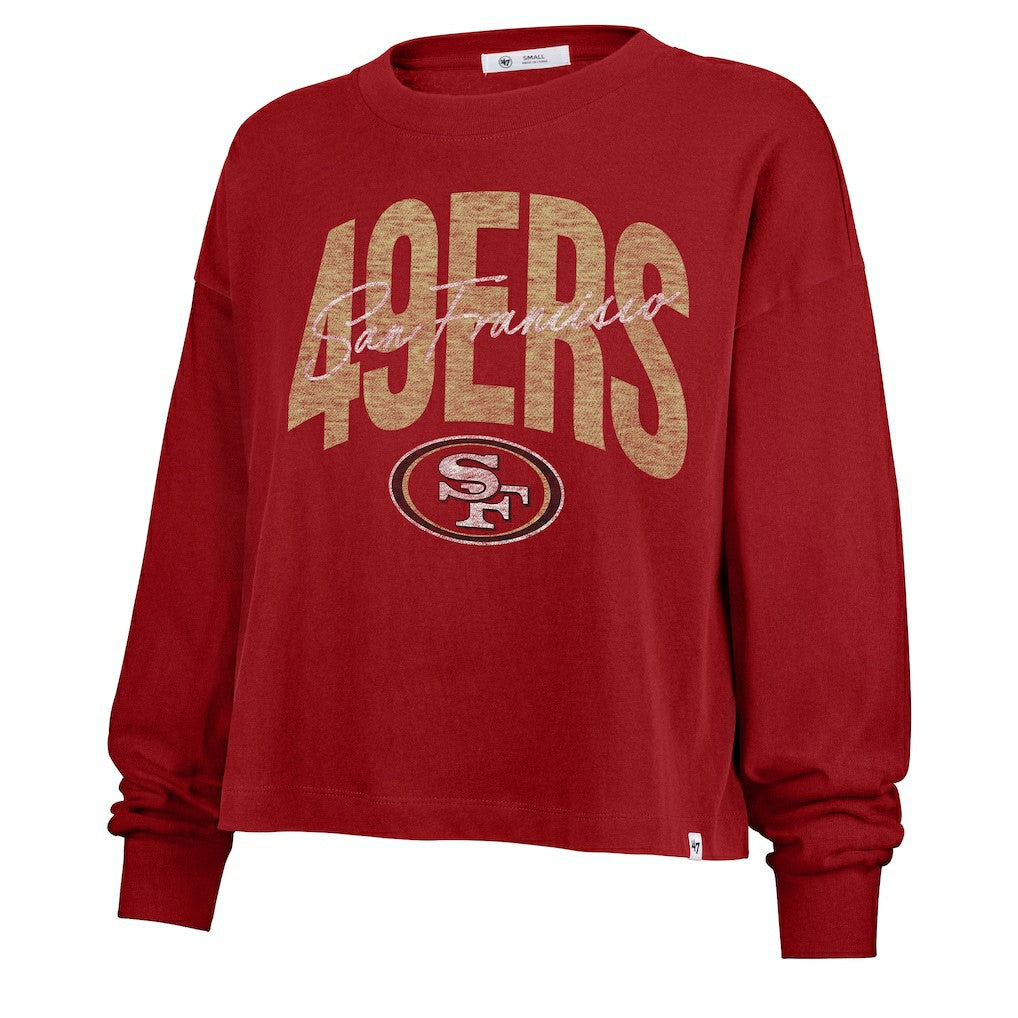 San Francisco 49ers '47 Women's Muse Sydney Long Sleeve Cropped T-Shirt - Scarlet on sale