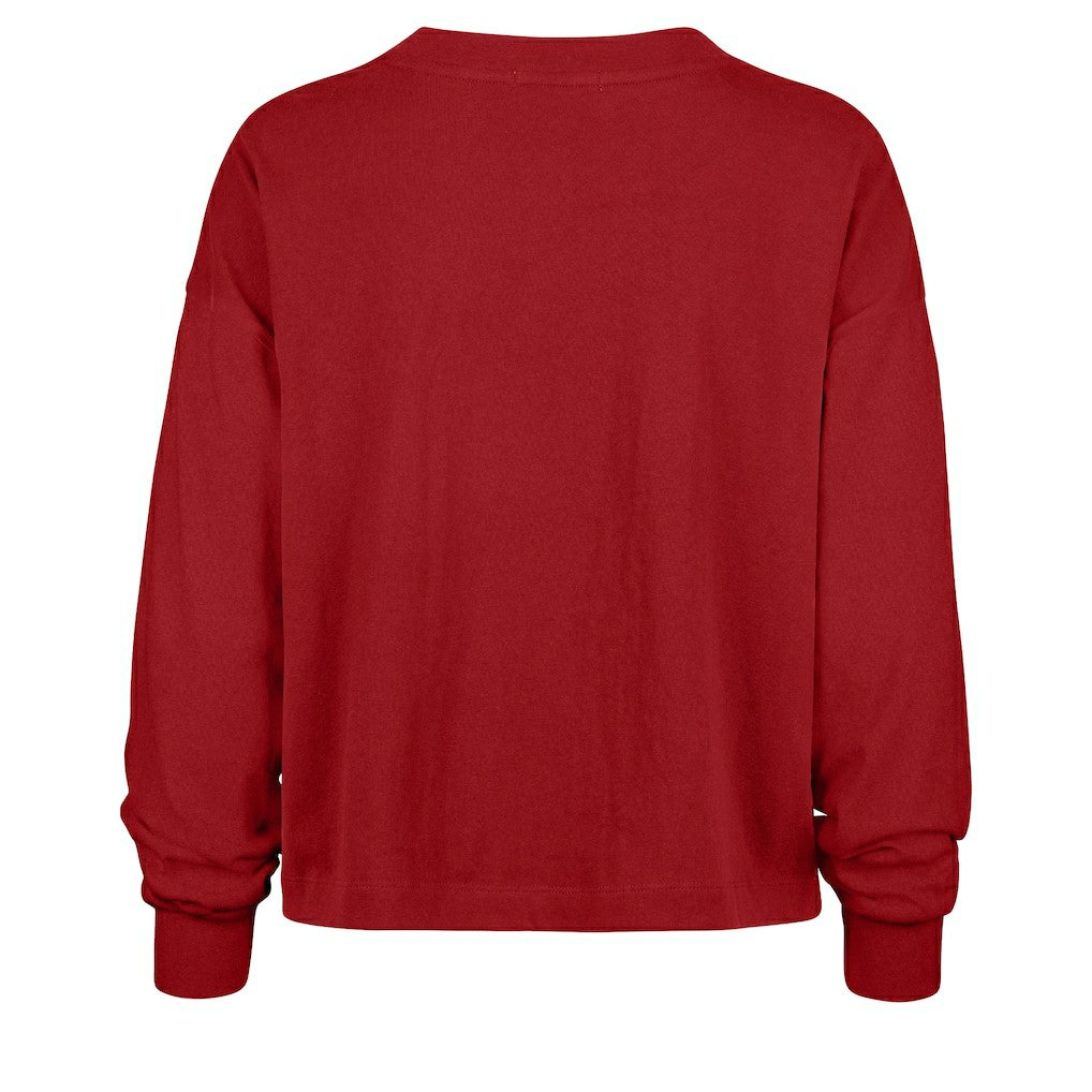 San Francisco 49ers '47 Women's Muse Sydney Long Sleeve Cropped T-Shirt - Scarlet on sale