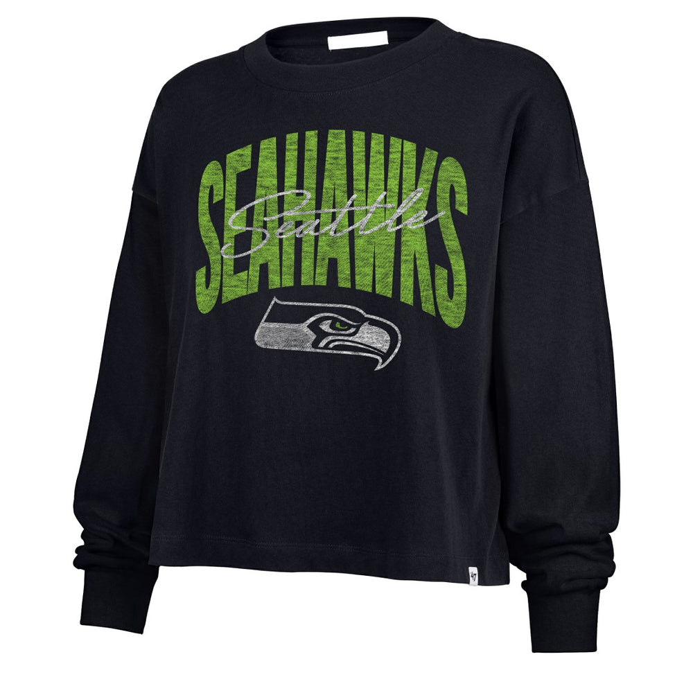 Seattle Seahawks '47 Women's Muse Sydney Long Sleeve Cropped T-Shirt - College Navy online