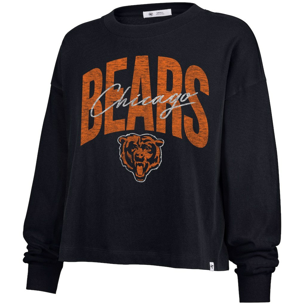 Chicago Bears '47 Women's Muse Sydney Long Sleeve Cropped T-Shirt - Navy sale