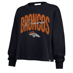 Denver Broncos '47 Women's Muse Sydney Long Sleeve Cropped T-Shirt - Navy sale