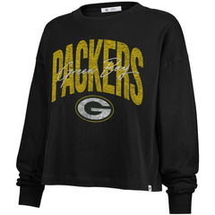 Green Bay Packers '47 Women's Muse Sydney Long Sleeve Cropped T-Shirt - Black for sale