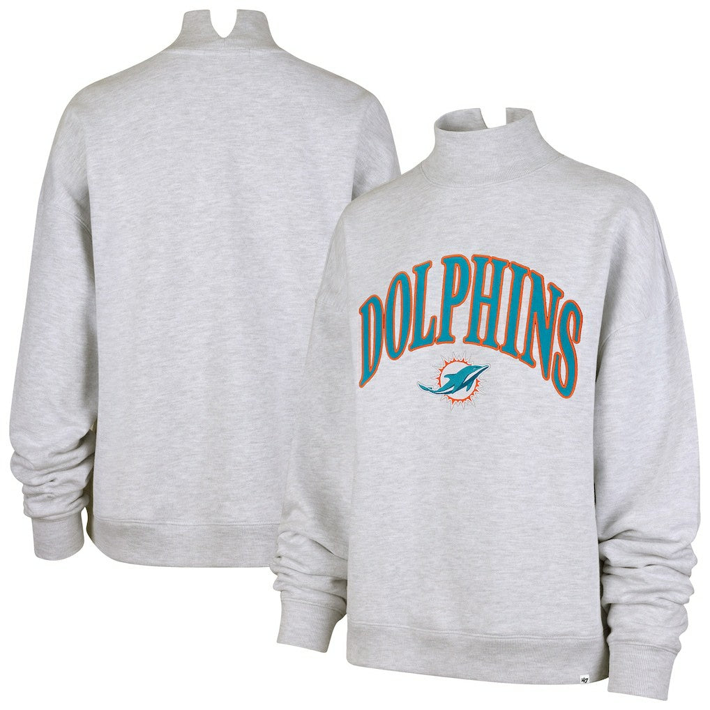 Miami Dolphins '47 Women's Vantage Mock Neck Pullover Sweatshirt - Heather Gray discount