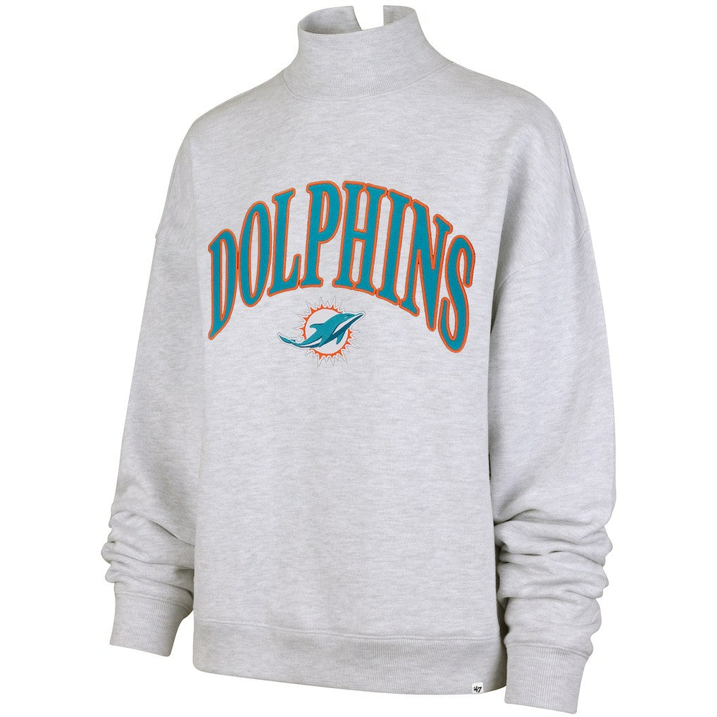Miami Dolphins '47 Women's Vantage Mock Neck Pullover Sweatshirt - Heather Gray discount