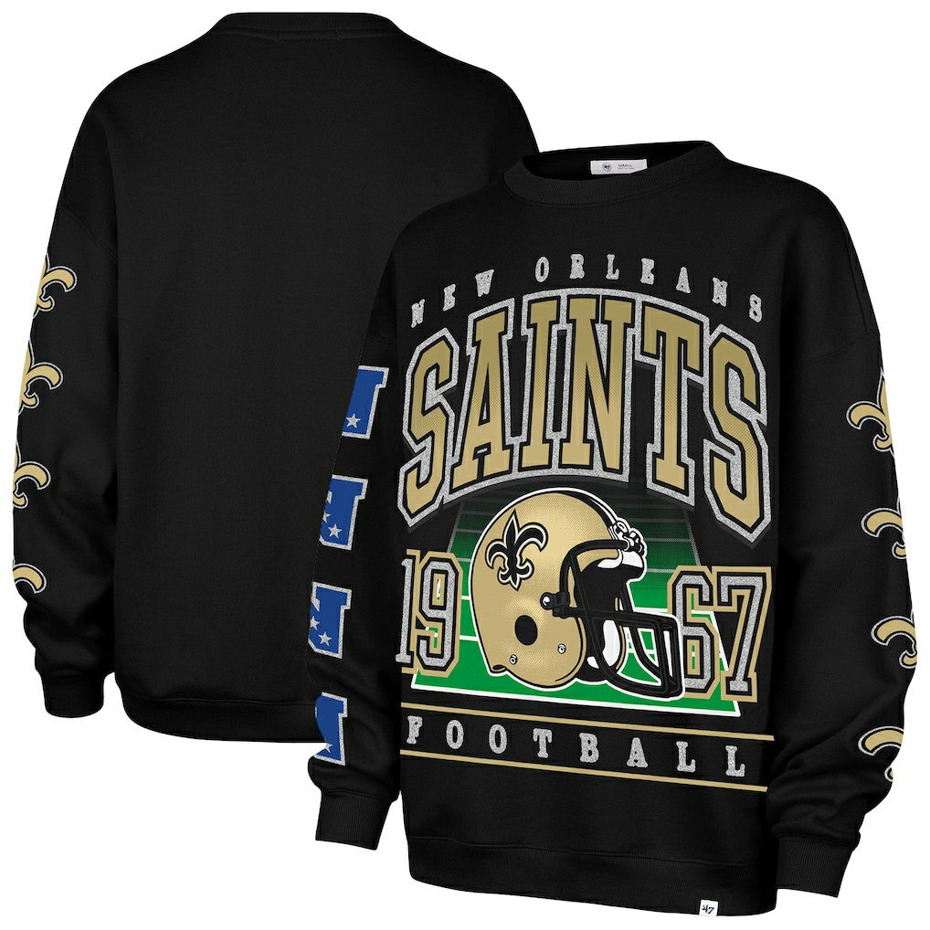 New Orleans Saints '47 Women's Go Big Oversized Pullover Sweatshirt - Black outlet
