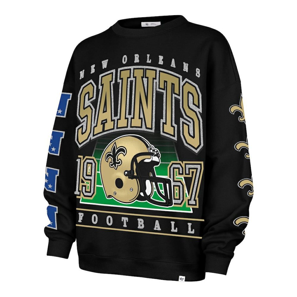 New Orleans Saints '47 Women's Go Big Oversized Pullover Sweatshirt - Black outlet