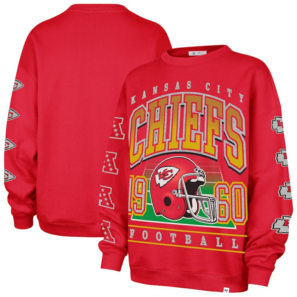 Kansas City Chiefs '47 Women's Go Big Oversized Pullover Sweatshirt - Red discount