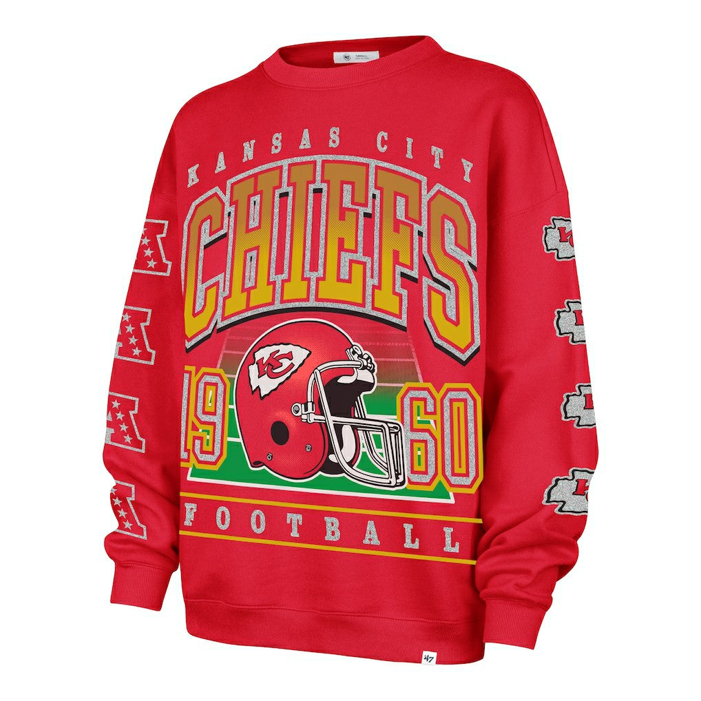 Kansas City Chiefs '47 Women's Go Big Oversized Pullover Sweatshirt - Red discount