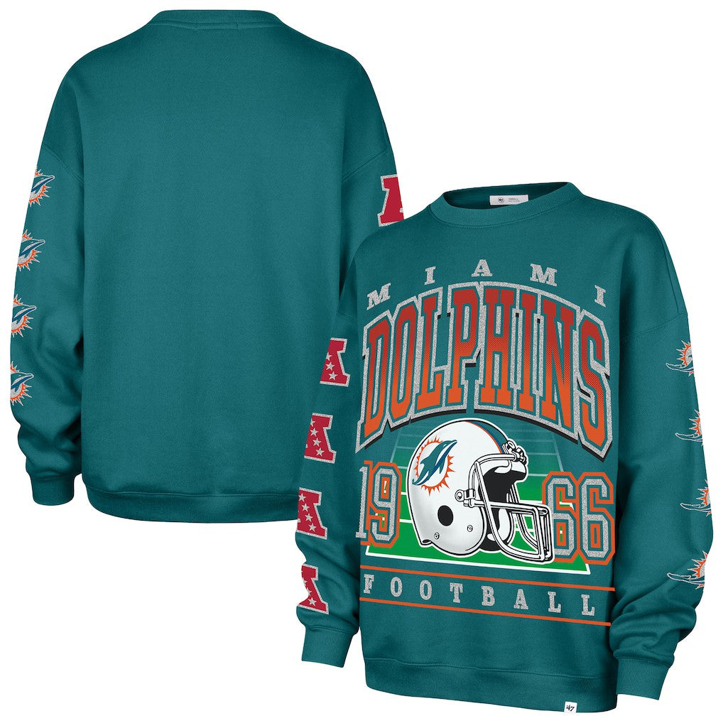 Miami Dolphins '47 Women's Go Big Oversized Pullover Sweatshirt - Aqua sale