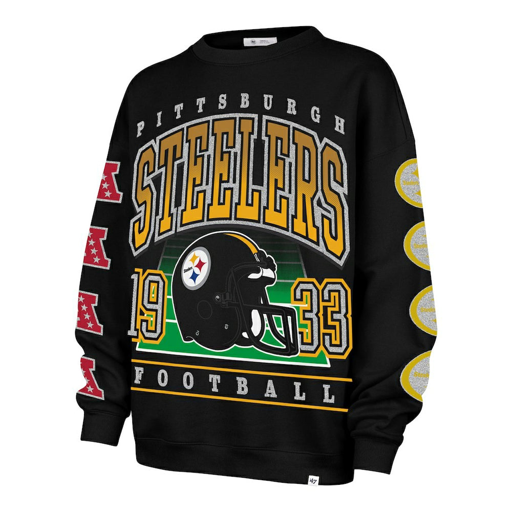 Pittsburgh Steelers '47 Women's Go Big Oversized Pullover Sweatshirt - Black on sale