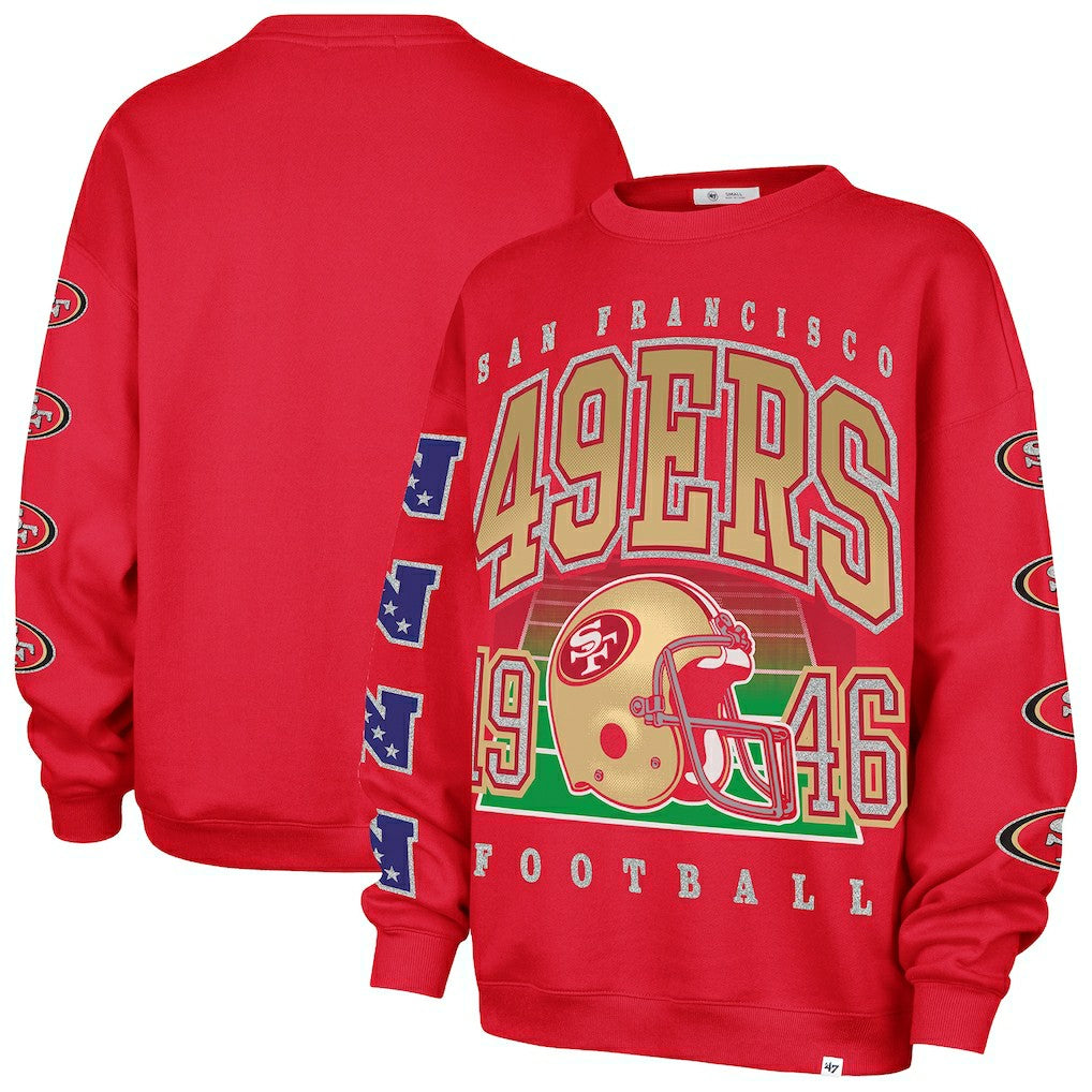 San Francisco 49ers '47 Women's Go Big Oversized Pullover Sweatshirt - Scarlet cheap