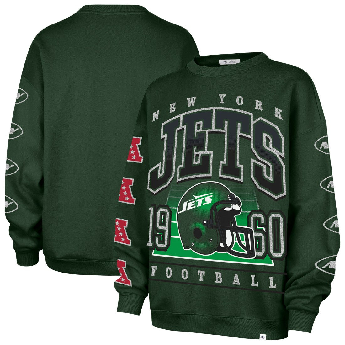 New York Jets '47 Women's Go Big Oversized Pullover Sweatshirt - Green on sale
