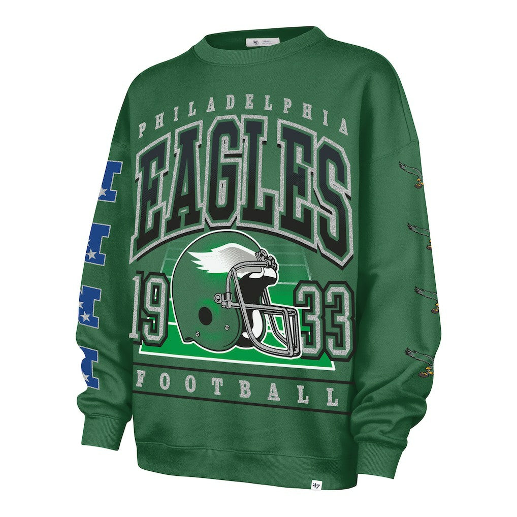 Philadelphia Eagles '47 Women's Go Big Oversized Pullover Sweatshirt - Kelly Green outlet