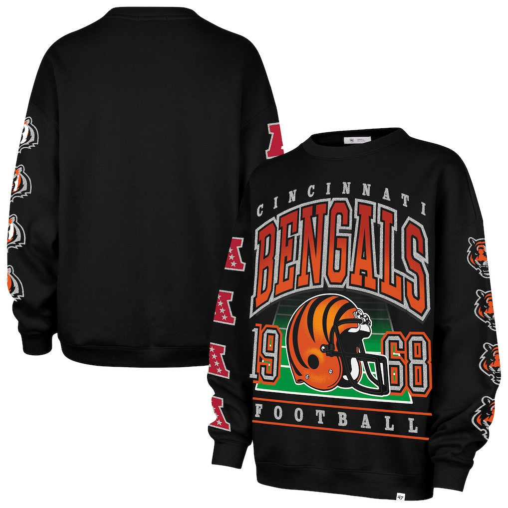 Cincinnati Bengals '47 Women's Go Big Oversized Pullover Sweatshirt - Black outlet