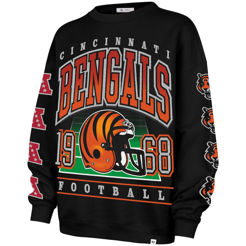 Cincinnati Bengals '47 Women's Go Big Oversized Pullover Sweatshirt - Black outlet