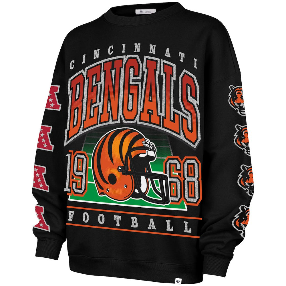 Cincinnati Bengals '47 Women's Go Big Oversized Pullover Sweatshirt - Black outlet