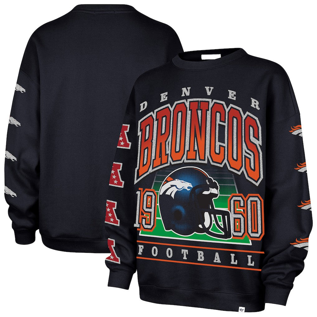 Denver Broncos '47 Women's Go Big Oversized Pullover Sweatshirt - Navy on sale