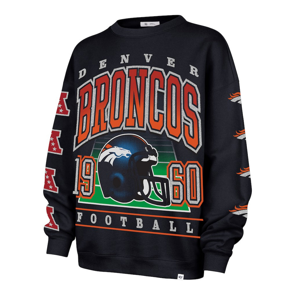 Denver Broncos '47 Women's Go Big Oversized Pullover Sweatshirt - Navy on sale