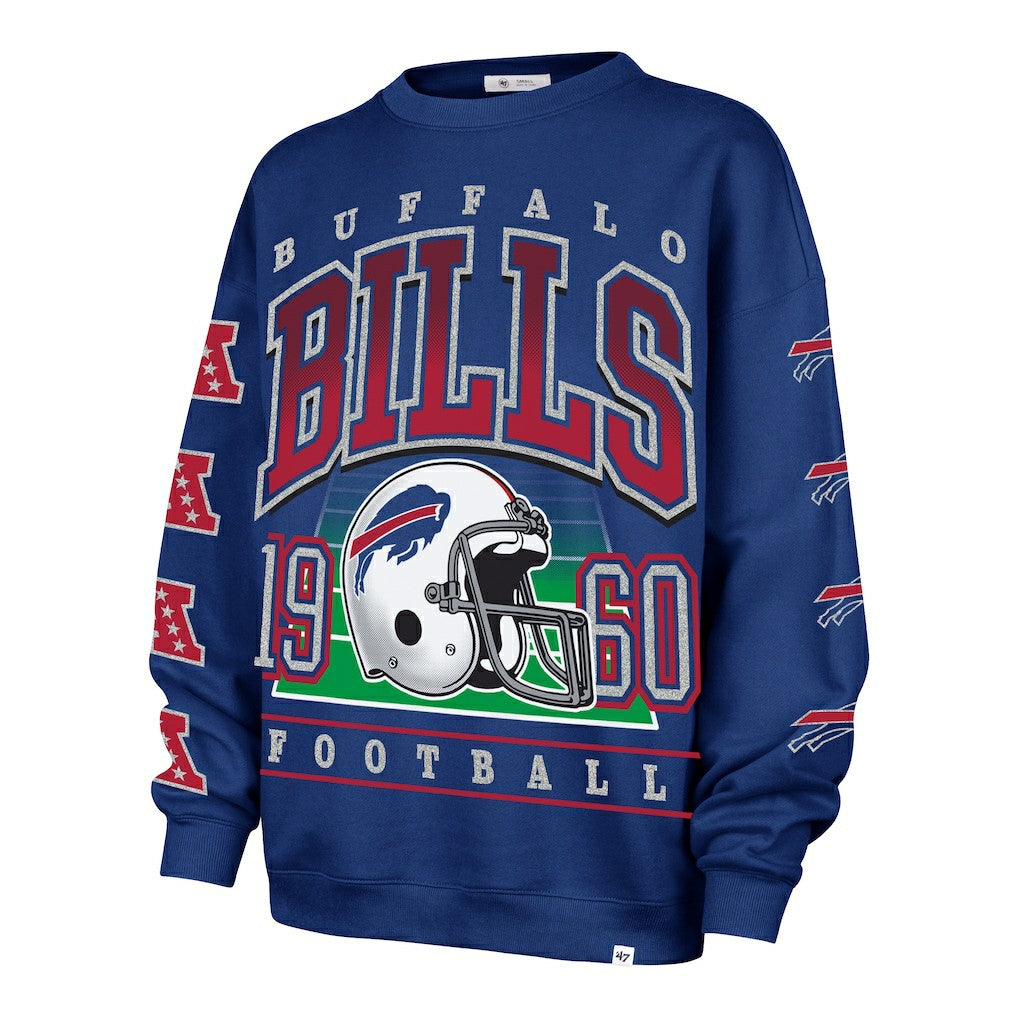 Buffalo Bills '47 Women's Go Big Oversized Pullover Sweatshirt - Royal cheap