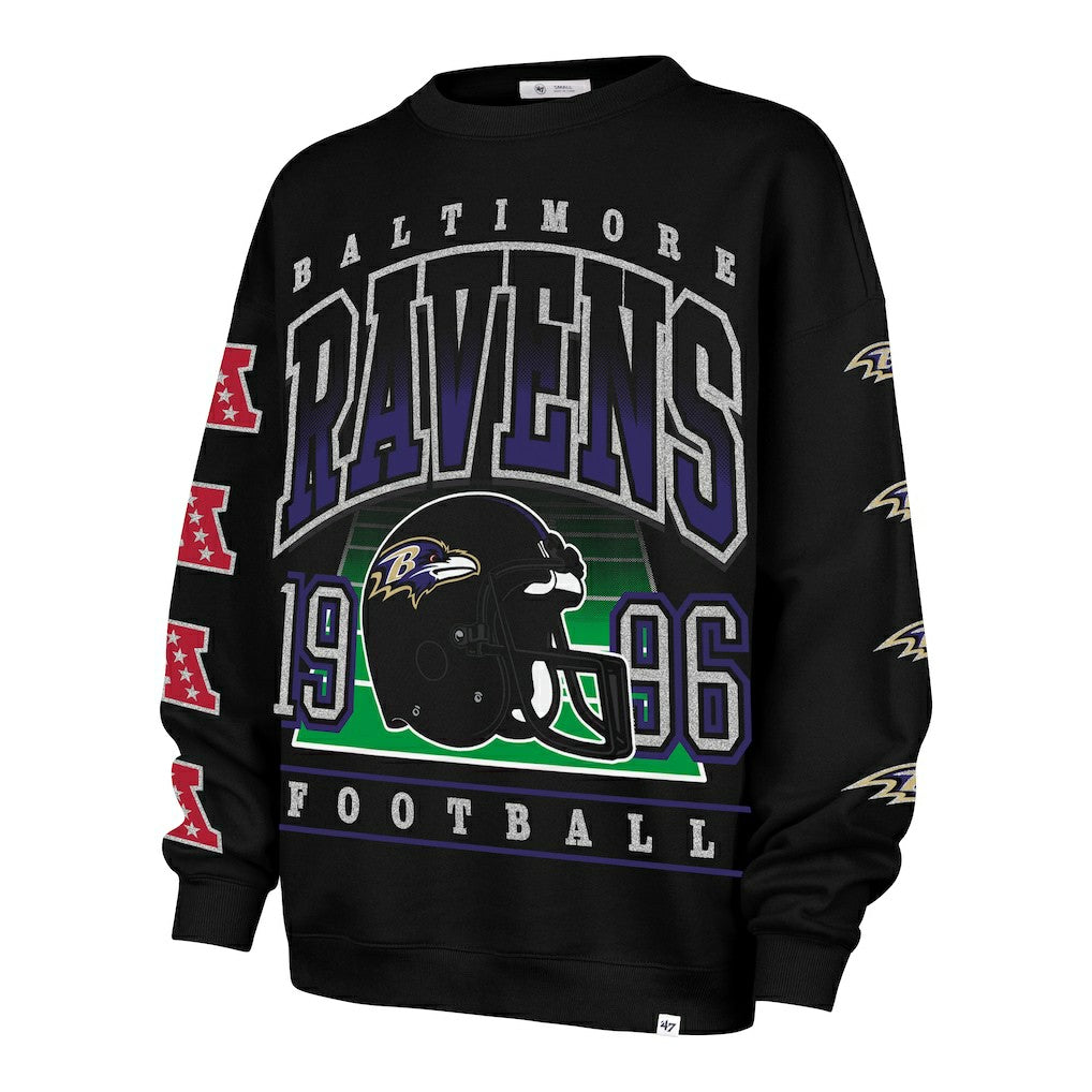 Baltimore Ravens '47 Women's Go Big Oversized Pullover Sweatshirt - Black cheap
