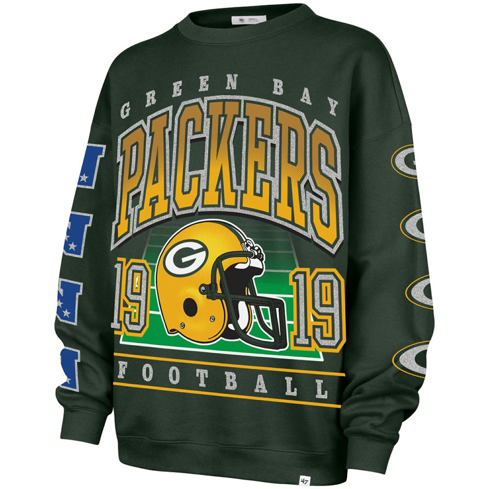 Green Bay Packers '47 Women's Go Big Oversized Pullover Sweatshirt - Green cheap