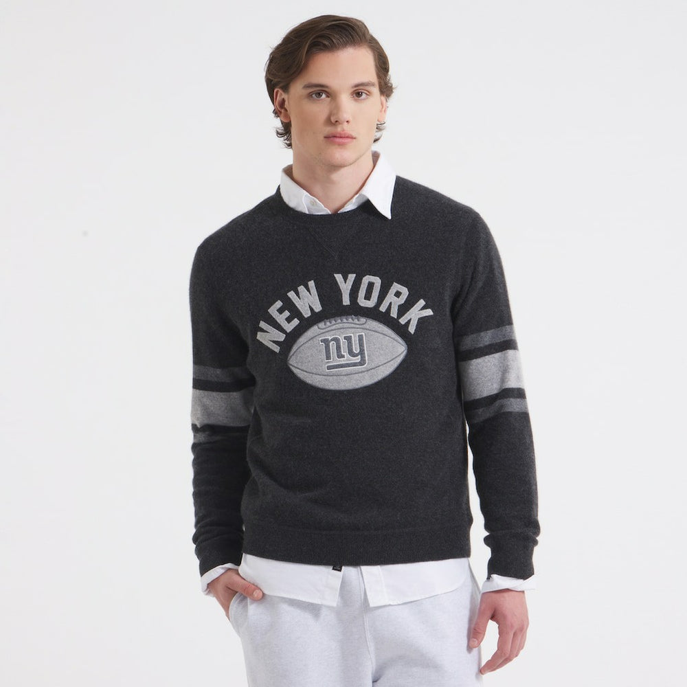 New York Giants x Todd Snyder Cashmere Crew Sweatshirt - Heather Charcoal for sale