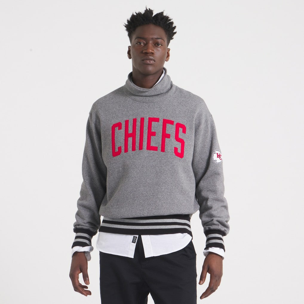 Kansas City Chiefs x Todd Snyder Relaxed Canadian Fleece Turtleneck - Heather Gray on sale