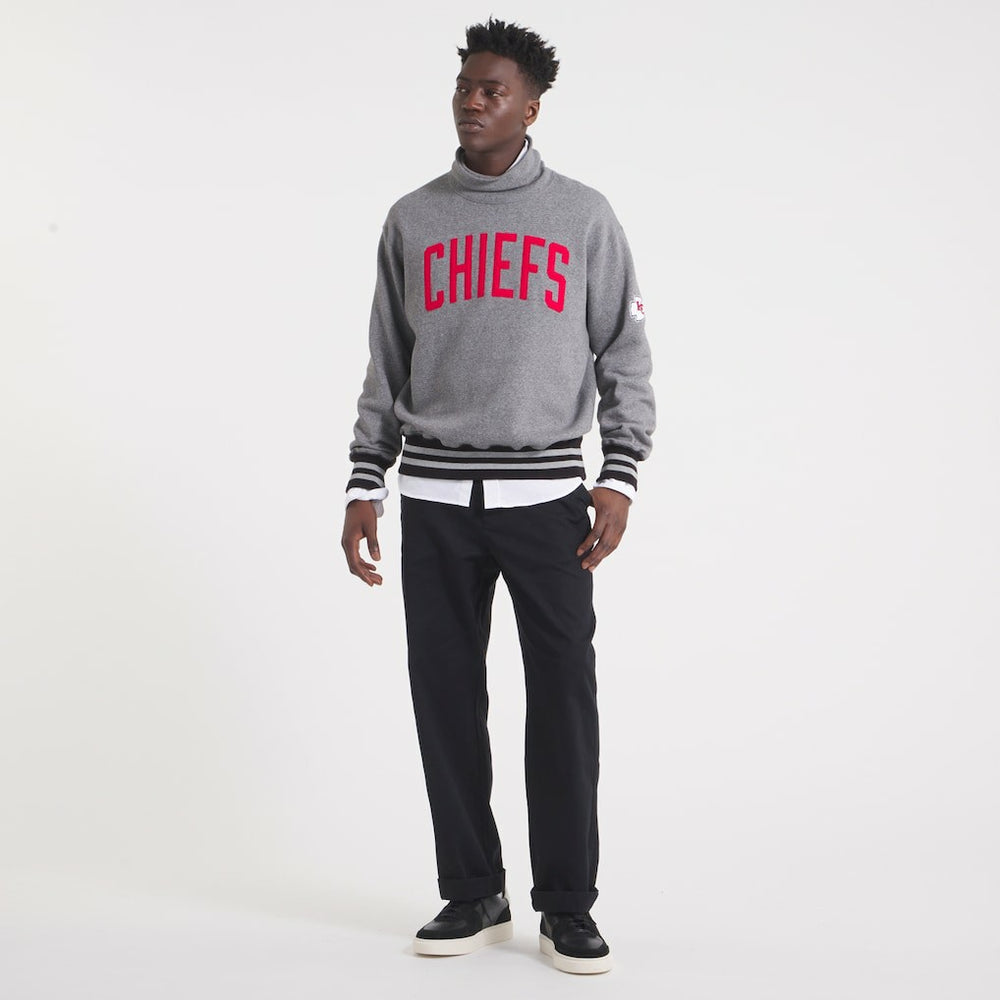 Kansas City Chiefs x Todd Snyder Relaxed Canadian Fleece Turtleneck - Heather Gray on sale