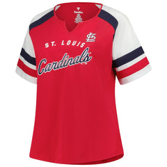 St. Louis Cardinals Profile Women's Plus Sized Arched Notch Neck T-Shirt - Red
