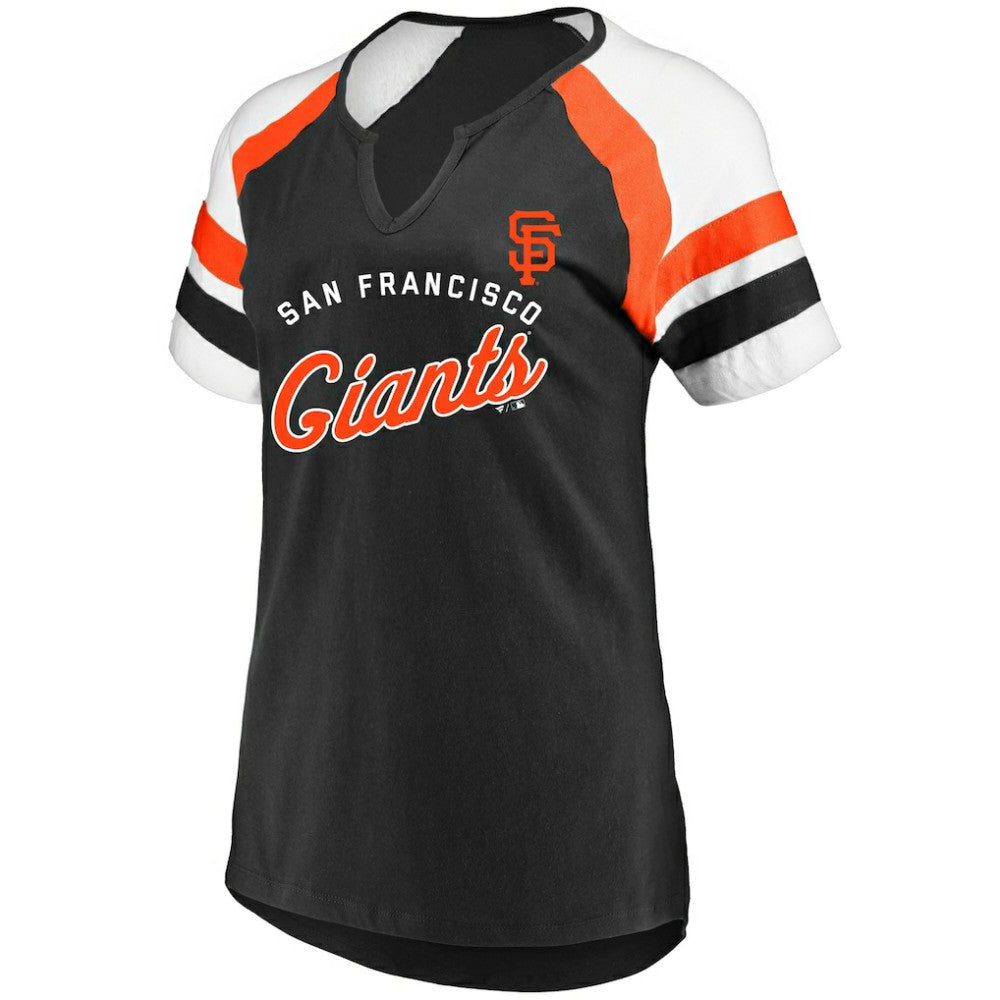 San Francisco Giants Profile Women's Arched Notch Neck T-Shirt - Black
