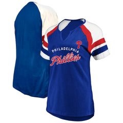 Philadelphia Phillies Profile Women's Arched Notch Neck T-Shirt - Royal