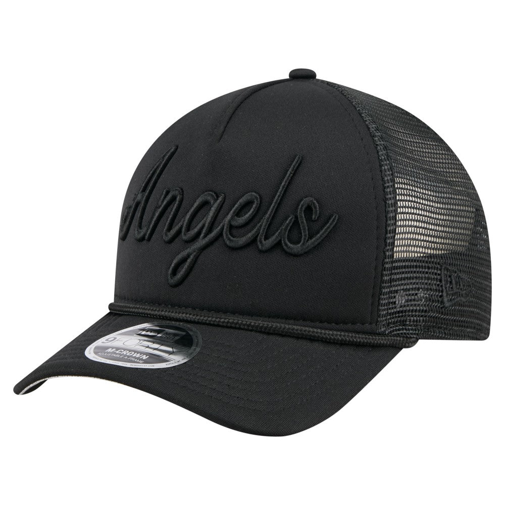 Los Angeles Angels City Initial 9FORTY A-Frame M-Crown Adjustable Trucker Hat - Black | New Era