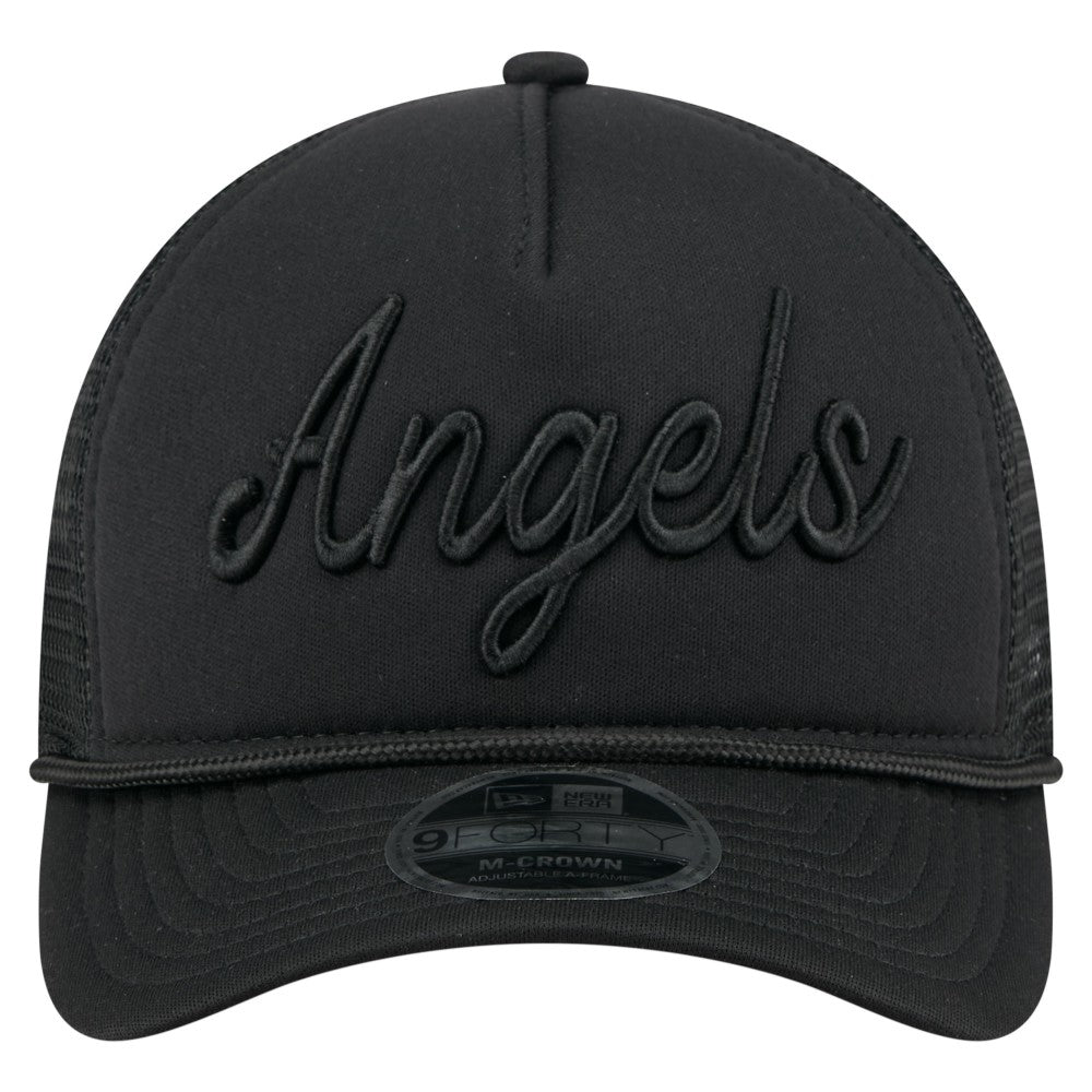 Los Angeles Angels City Initial 9FORTY A-Frame M-Crown Adjustable Trucker Hat - Black | New Era