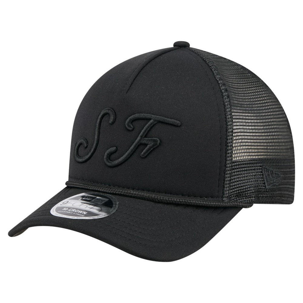 San Francisco Giants City Initial 9FORTY A-Frame M-Crown Adjustable Trucker Hat - Black | New Era