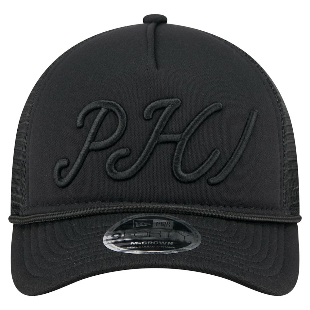 Philadelphia Phillies City Initial 9FORTY A-Frame M-Crown Adjustable Trucker Hat - Black | New Era