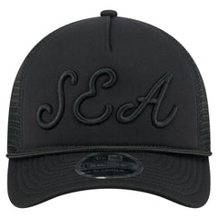 Seattle Mariners City Initial 9FORTY A-Frame M-Crown Adjustable Trucker Hat - Black | New Era