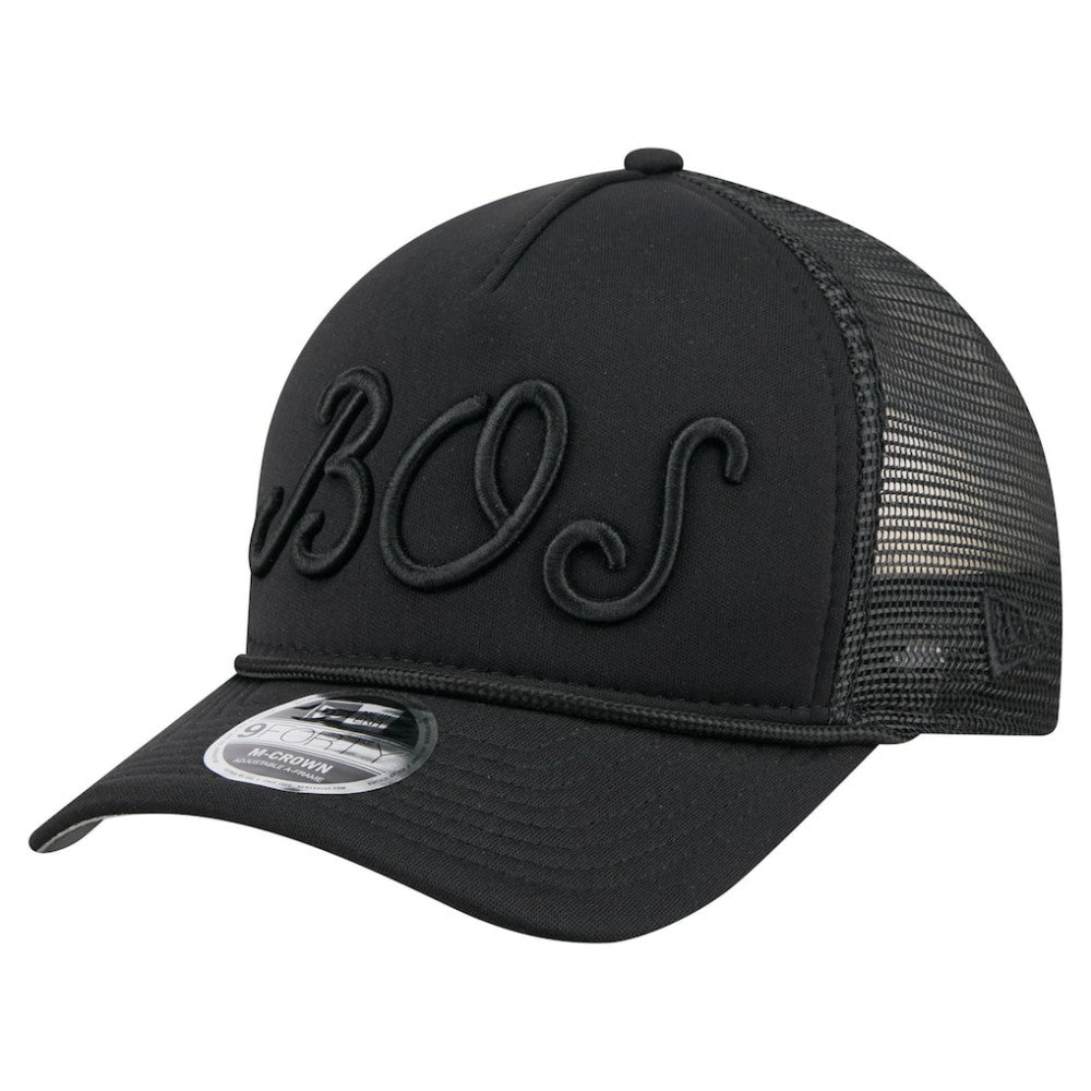 Boston Red Sox City Initial 9FORTY A-Frame M-Crown Adjustable Trucker Hat - Black | New Era