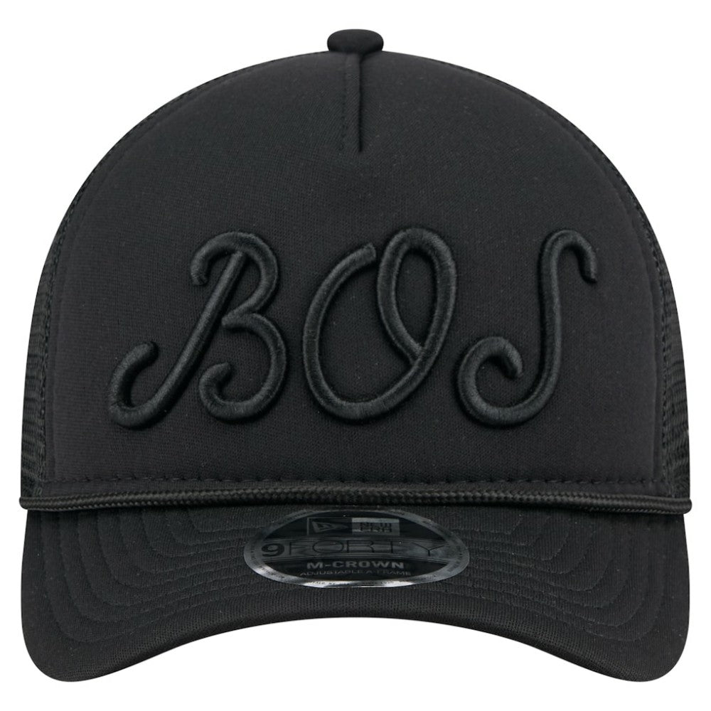 Boston Red Sox City Initial 9FORTY A-Frame M-Crown Adjustable Trucker Hat - Black | New Era